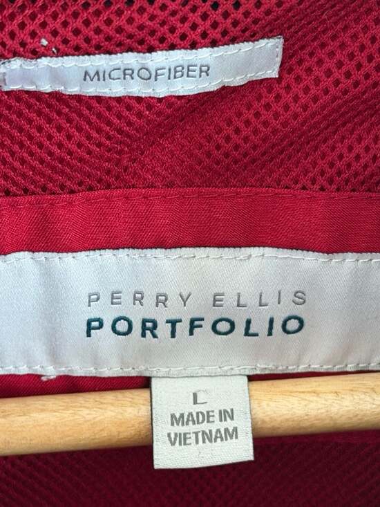 Perry Ellis Portfolio Men's Microfiber Full-Zip Windbreaker Red/Navy Size L - Picture 6 of 11